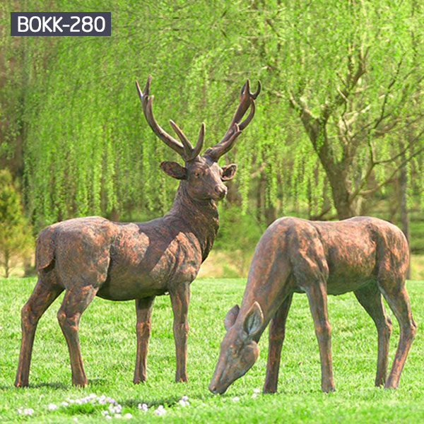 yard reindeer statue for yard american- Bronze deer/lion ...