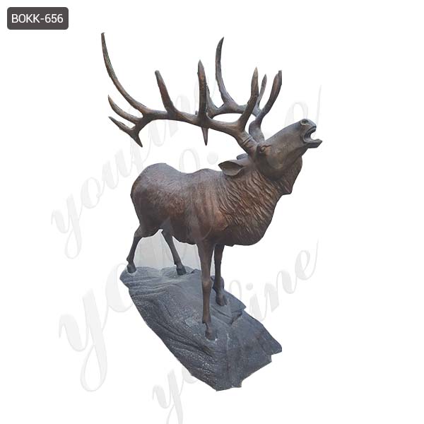 large antique bronze elk garden sculpture for garden decor