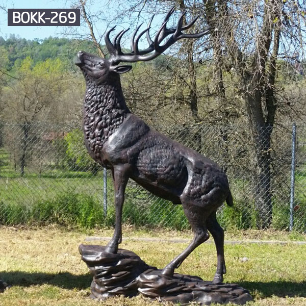 antique bronze christma deer yard statue design- Fine Art ...