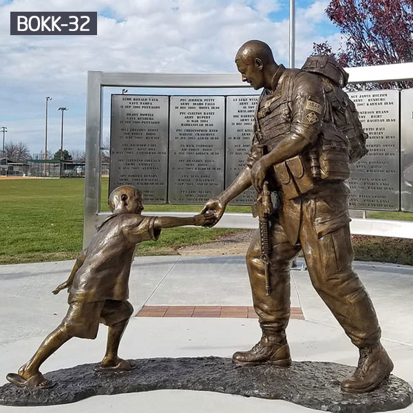 Memorial Flight Fallen Soldier Battle Cross Bronze Statues for War Memorial