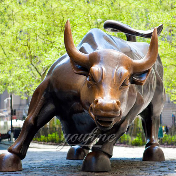 Life size brave wall street bull statue bronze animal sculptures for sale