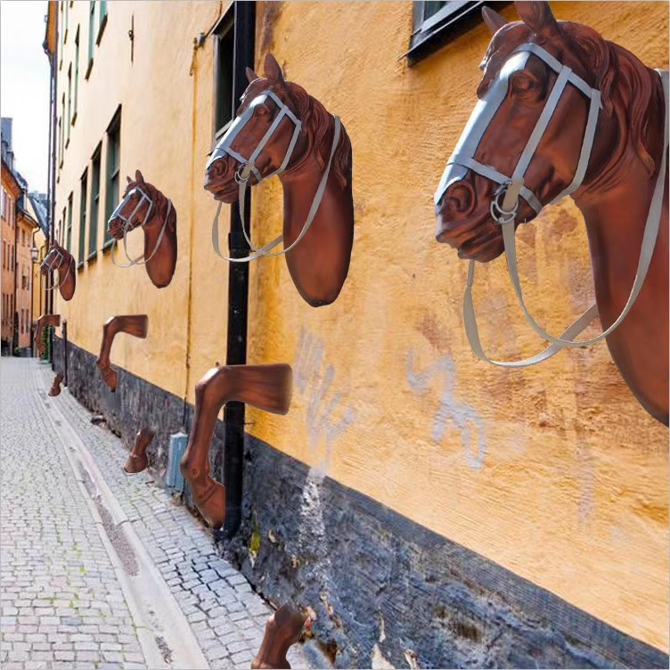 Bronze horse head sculpture