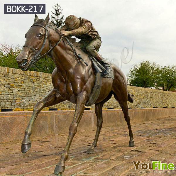 High Quality Bronze Racing Horse Statue with gentleman Sculpture for Garden BOKK-217