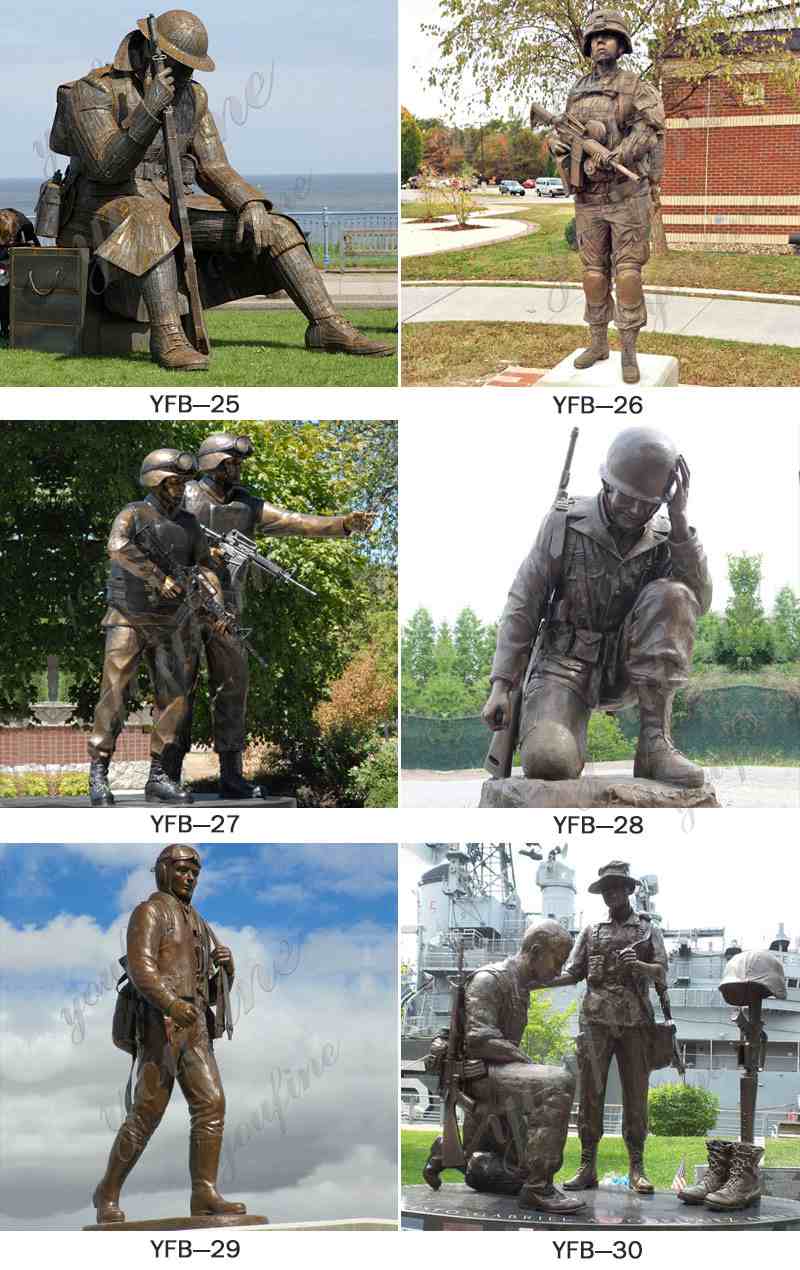 Military Casting Bronze Kneeling Soldier Statue Significance