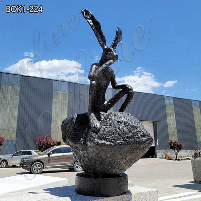 Bronze Hare Abstract Thinker on a Rock Statue for Sale BOK1-224 