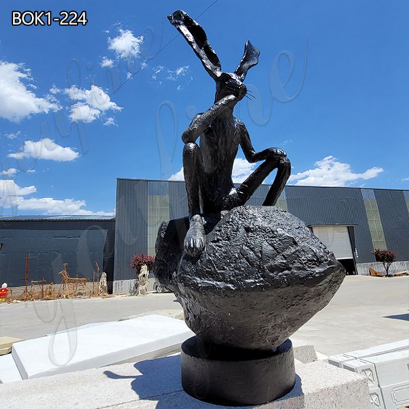 Bronze Hare Abstract Thinker on a Rock Statue for Sale BOK1-224 