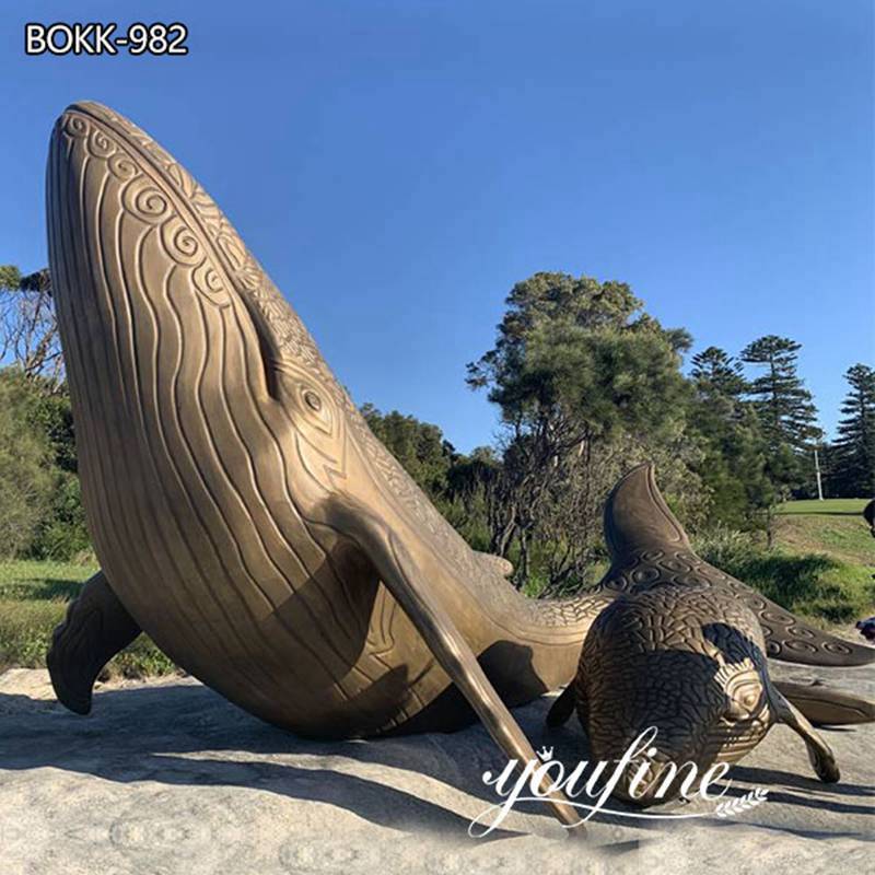 Large Outdoor Bronze Whale Sculpture Factory Supply BOKK-982