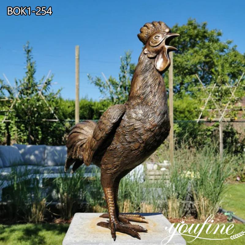 High Quality Cast Bronze Rooster Sculpture Garden Decor Supplier BOK1-254 (1)