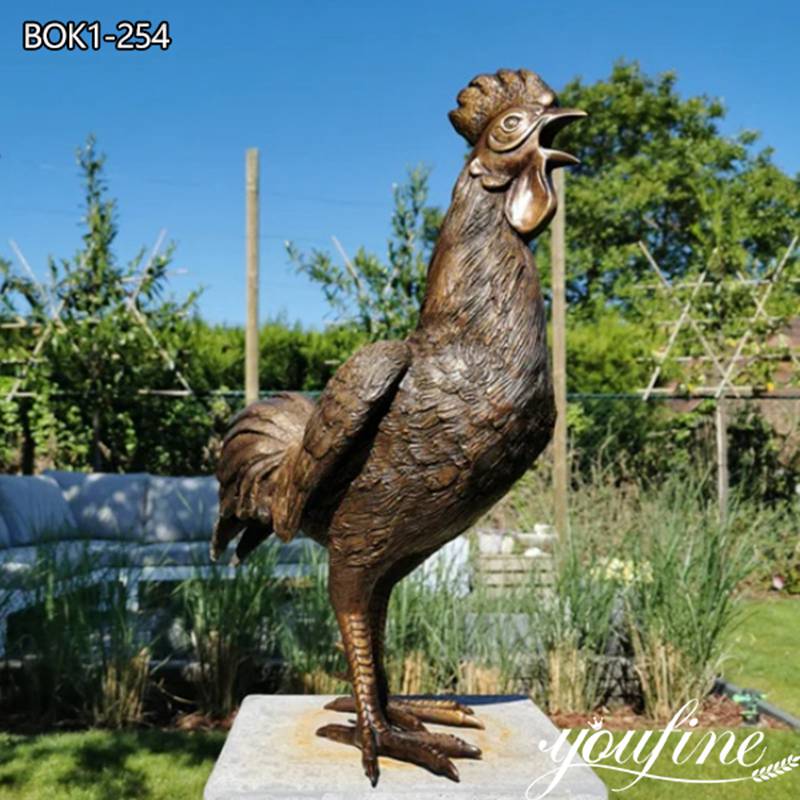High Quality Cast Bronze Rooster Sculpture Garden Decor Supplier BOK1-254 (1)