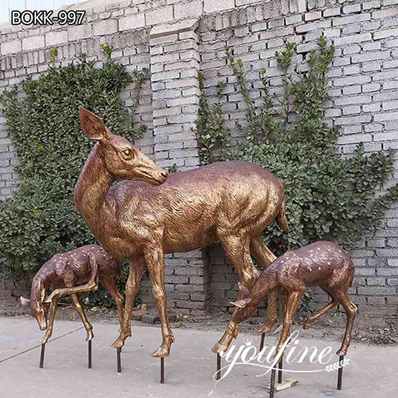 Highly Realistic Bronze Doe And Fawn Statue for Sale BOKK-997