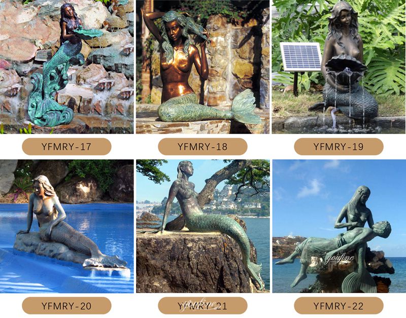 Bronze mermaid statue