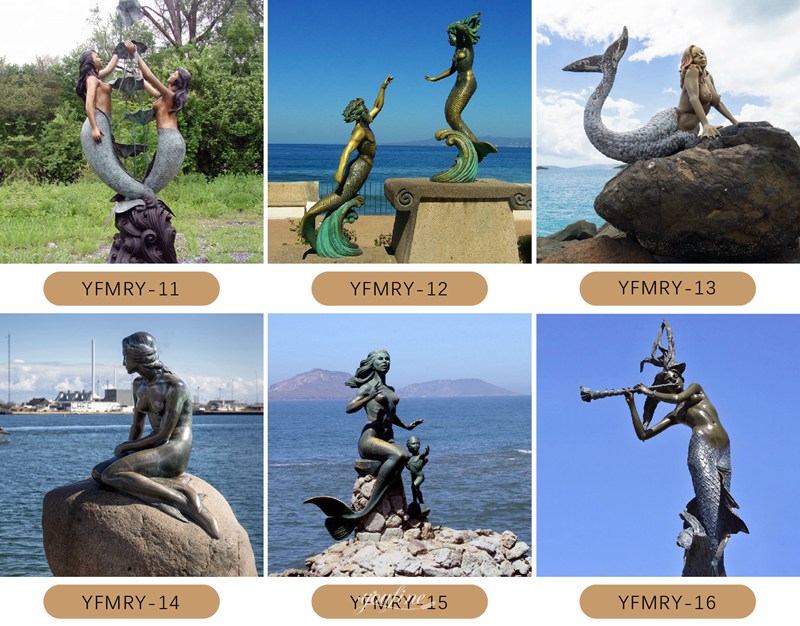 Bronze mermaid statue