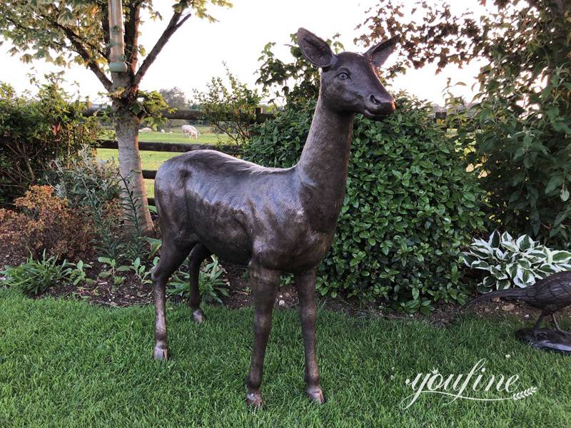 Bronze Fawn Garden Statue