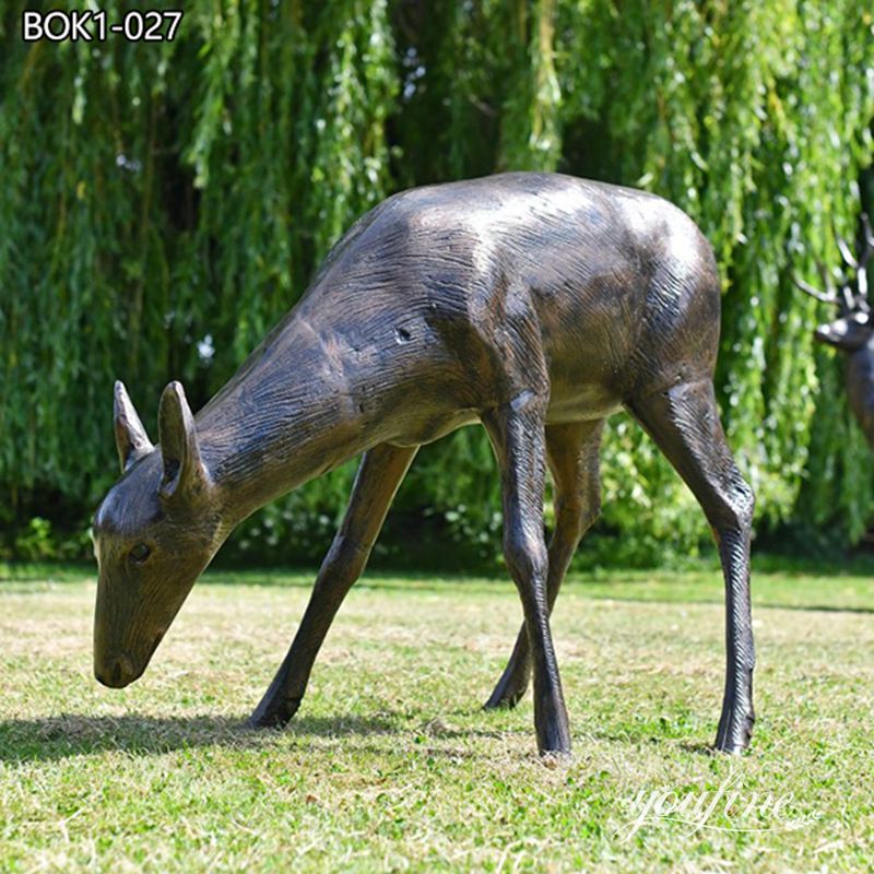 Charming Bronze Fawn Garden Statue for Lawn