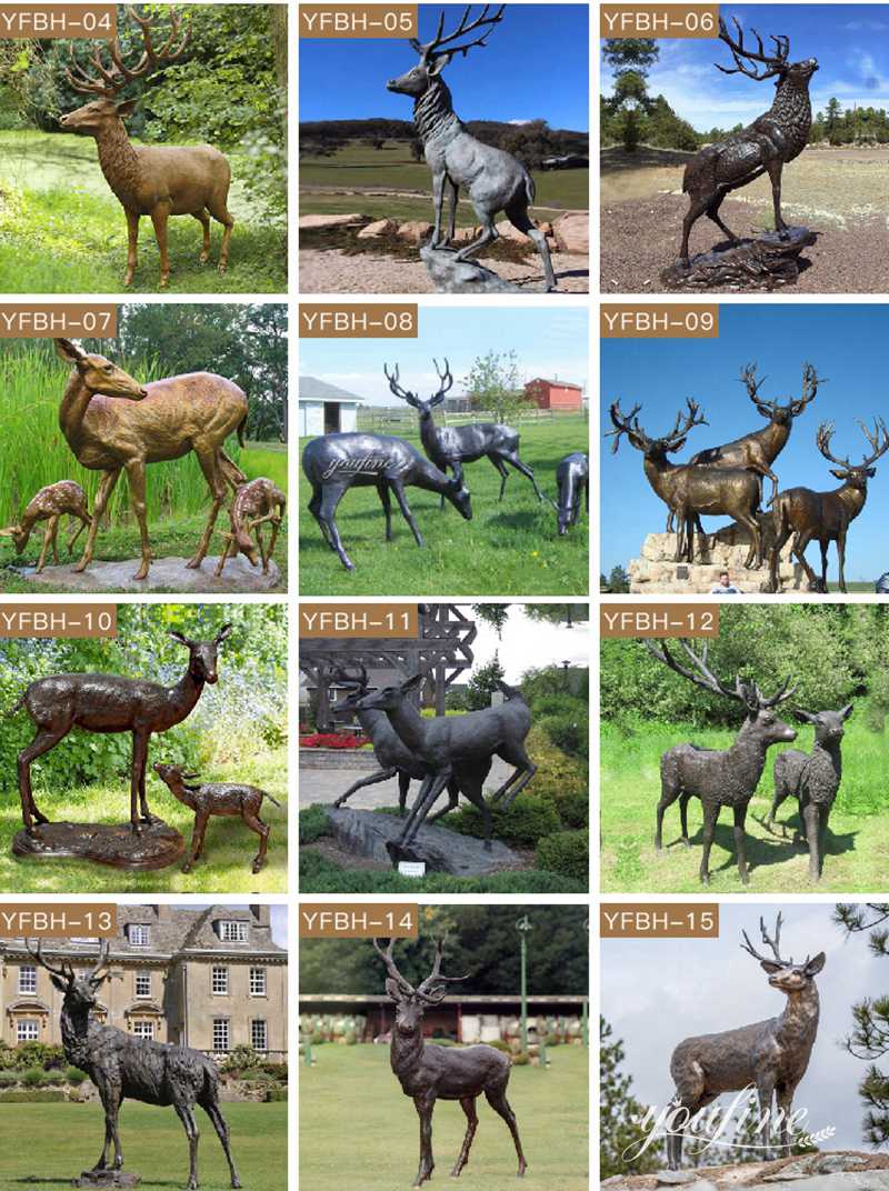 bronze deer garden statue