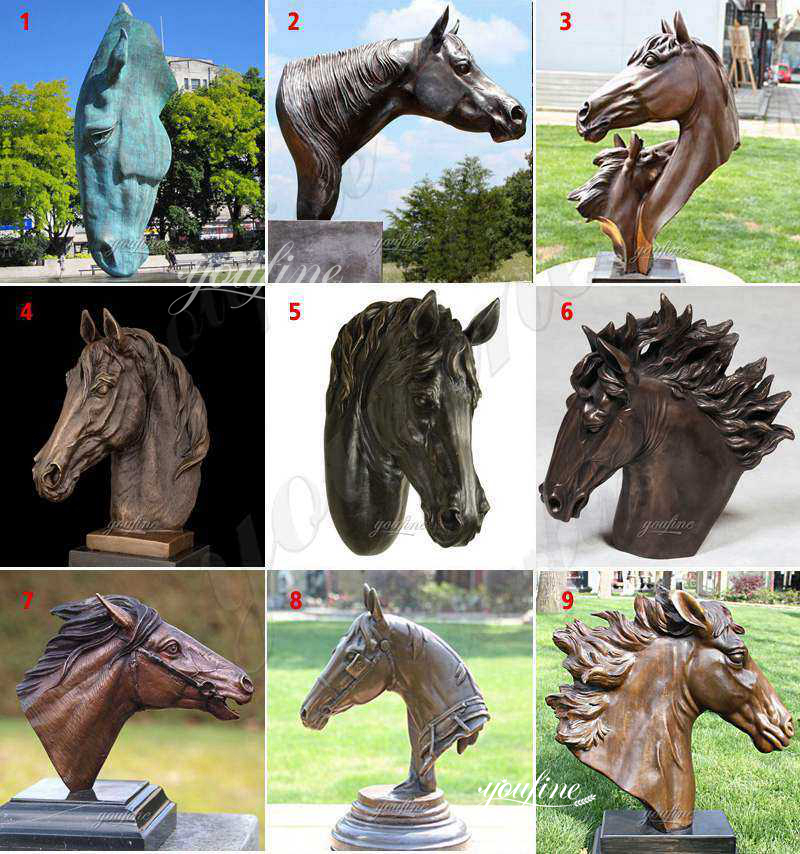 Custom Antique Bronze Horse Head Statue 