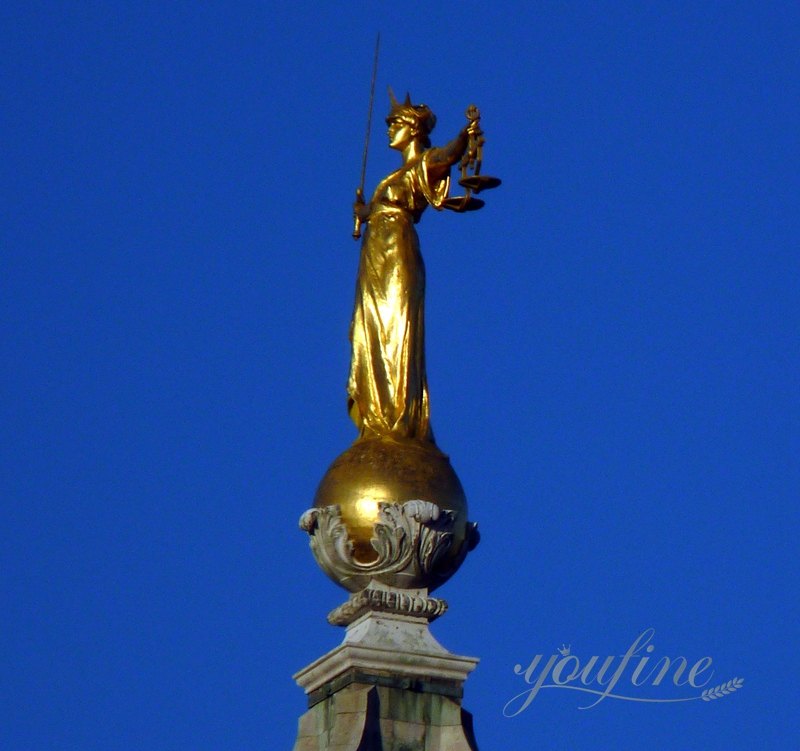 Golden Bronze Cast Lady Justice Sculpture for Sale