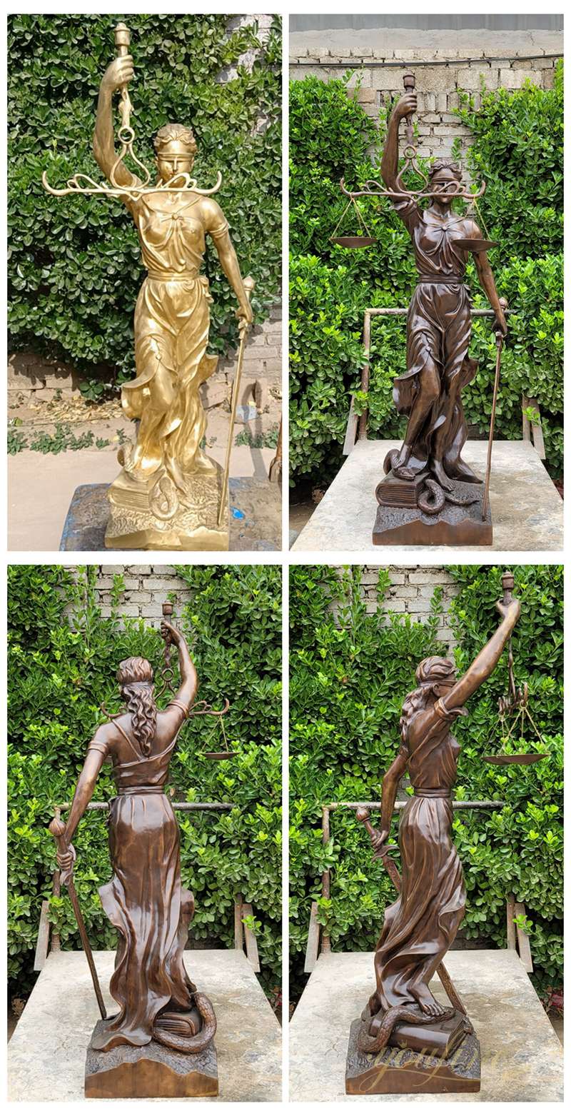 Golden Bronze Cast Lady Justice Sculpture for Sale