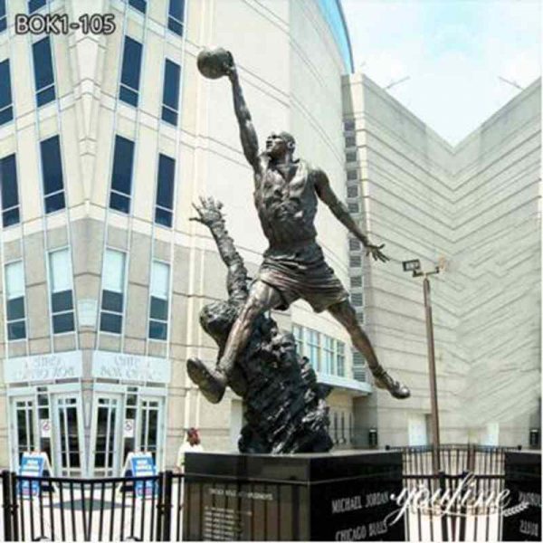 Life-size Outdoor Bronze Jordan Jumping Statue for Sale