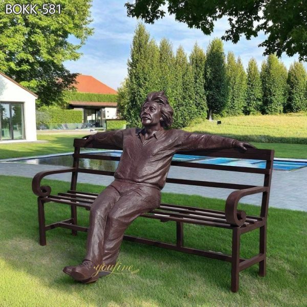 Albert Einstein Sitting on Bench Bronze Statue