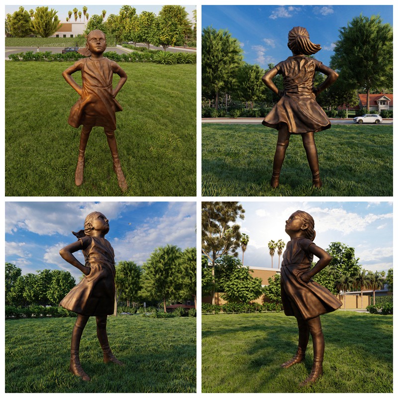 details of bronze fearless girl statue replicas